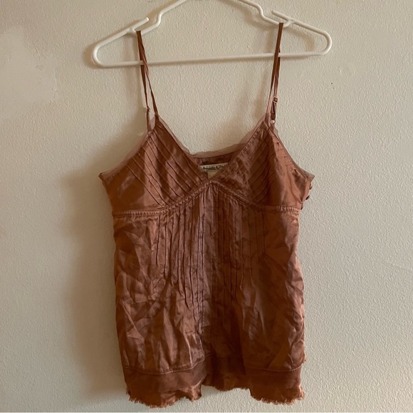 Abercrombie and Fitch rose red silk Y2K tank top with lace detailing - Picture 1 of 7